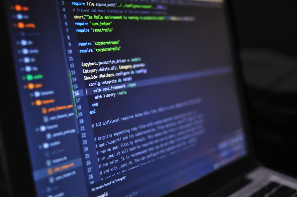 Programming code on a screen showing a class definition